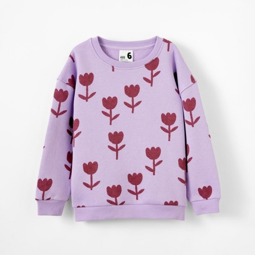 Cotton On Girls Floral Sweatshirt Lavender Size 7 New Without Tags
